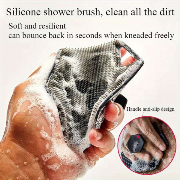 4pcs Silicone Body Brush Set - Long Handle Back Cleaning Brush, Gentle Hair and Facial Brush, Handheld Bath Brush - Non-Electric, Non-Slip Handle, Deep Cleaning and Massage Tool - Image 10