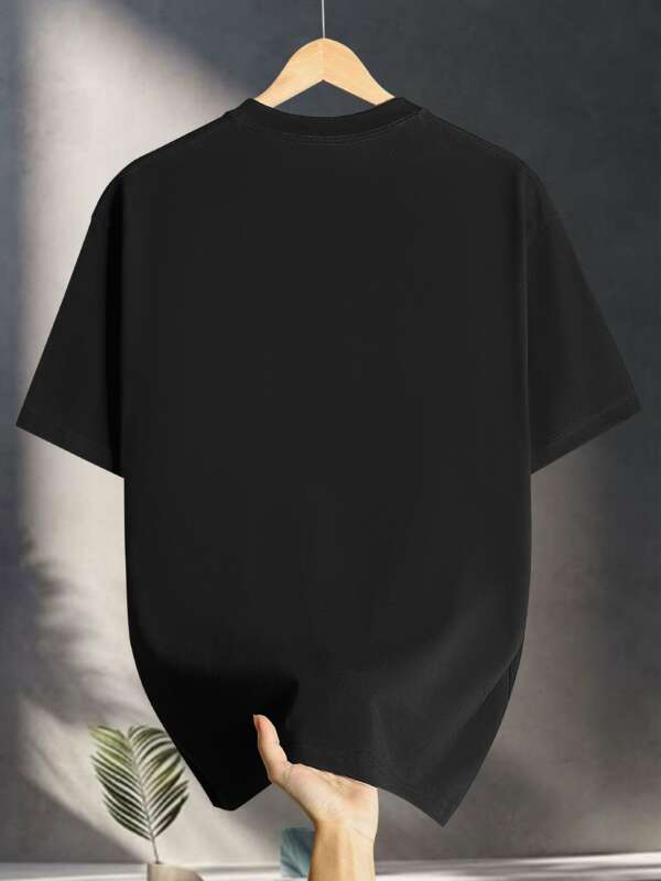 Men's Heavyweight 200gsm 100% Cotton Sport Graphic T-Shirt - Black Crew Neck Casual Tee for Everyday & Formal Summer Outfits - Breathable Everyday Essential Shirt - Image 8