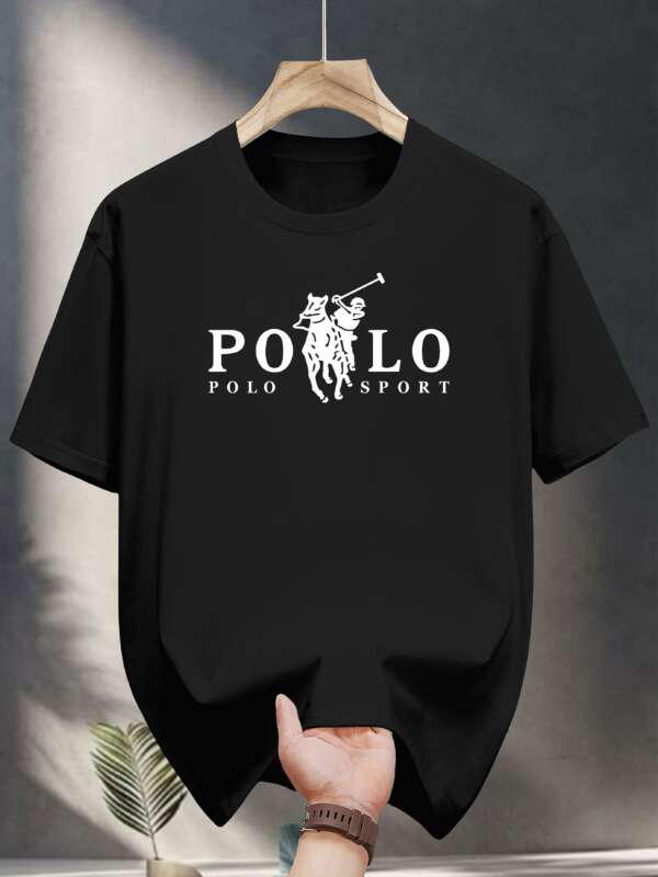 Men's Heavyweight 200gsm 100% Cotton Sport Graphic T-Shirt - Black Crew Neck Casual Tee for Everyday & Formal Summer Outfits - Breathable Everyday Essential Shirt - Image 4