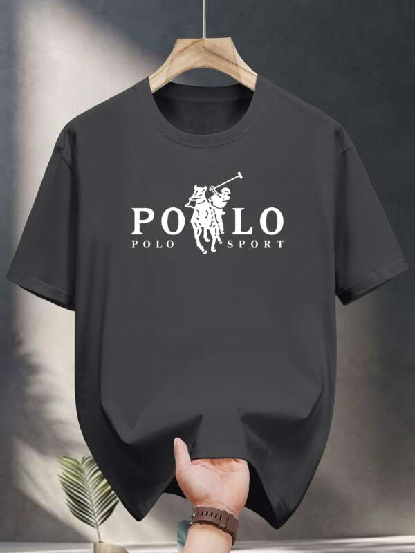 Men's Heavyweight 200gsm 100% Cotton Sport Graphic T-Shirt - Black Crew Neck Casual Tee for Everyday & Formal Summer Outfits - Breathable Everyday Essential Shirt
